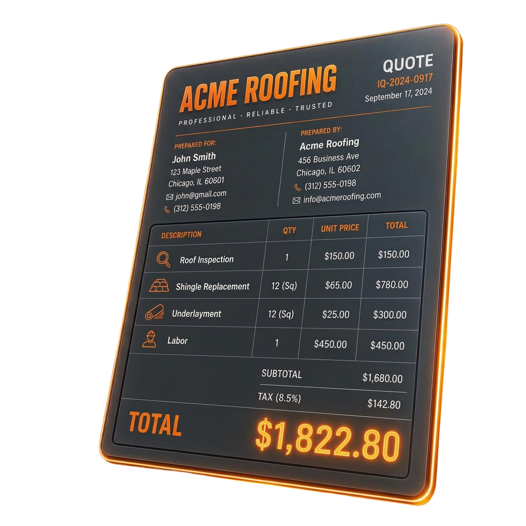 AI-generated professional contractor quote from Instant Quote Creator